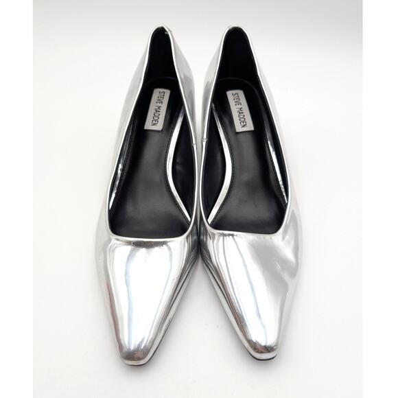 Steve Madden Nathalia Patent Leather Kitten Heels Women's Silver Metallic US8.5M - Picture 11 of 13
